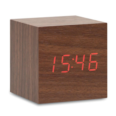 horloge cube LED aspect bois personnalisable