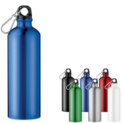 Grande bouteille gourde métal personnalisable logo , noir, bleu , rougez, vert, blanc , argenté