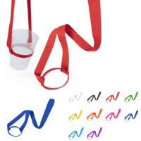 Lanyard cordon tour de cou porte gobelet verre réutilisable personnalisé avec votre logo et texte.