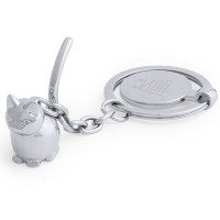 Porte-clés chat en métal avec jeton caddie publicitaire personnalisable