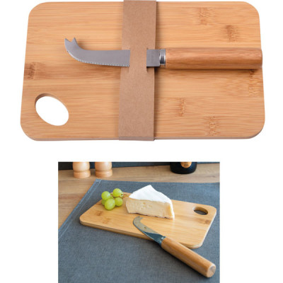 Planche à fromage personnalisée en bambou avec couteau à fromage personnalisable