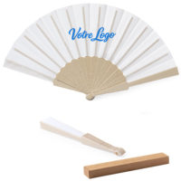 Eventail blanc personnalisé mariage, logo festival, entreprise, restaurant, fêtes