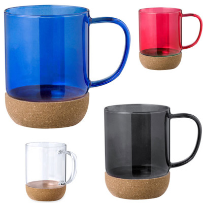 Mug en verre couleur (noir, bleu, rouge) personnalisable logo publicitaire