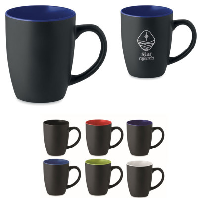 Mug noir personnalisé logo avec intérieur couleur