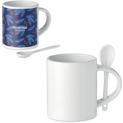Tasse mug avec cuillère en céramique pour personnallisé logo en sublimation