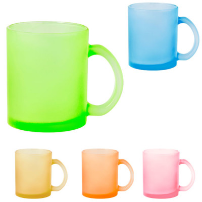 Tasse mug en verre coloré (bleu, vert, jaune, orange, rose) personnalisable sublimation