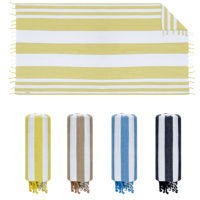 Serviette fouta à rayures (bleu, beige, jaune, blau marine) personnalisée logo et ou texte