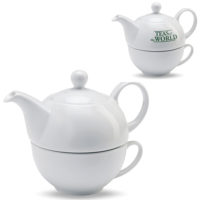 Théière avec tasse personnalisable avec votre texte et logo