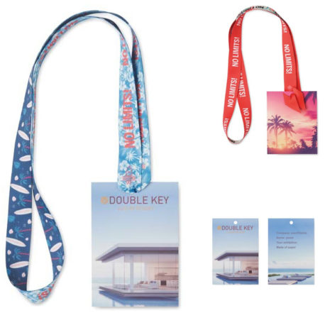 Lanyard tour de cou sans mousqueton personnalisé avec votre logo en sublimation et badge imprimé en quadrichromie