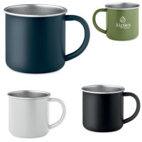 Tasse métallique vintage personnalisé par impression ou gravée avec votre logo et ou texte