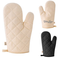 Gant de cuisine noir ou crème personnalisable par impression avec votre logo et ou texte