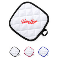 Manique cuisine carré blanche avec liseré couleur personnalisée logo et ou texte