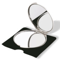 Miroir de poche argenté gravé ou personnalisé par impression avec votre logo et texte