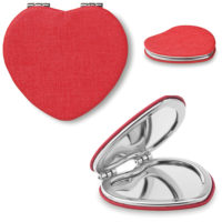 Miroir de poche en forme de cœur personnalisé logo et texte. Le goodies idéal comme cadeau invité mariage