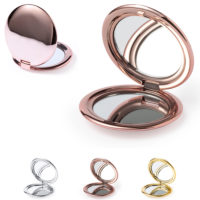 Miroir de poche personnalisé logo et texte. Miroir doré, argenté ou rose brillant