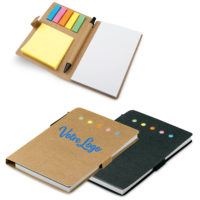 Bloc repositionnable personnalisé avec stylo bille et marque-page