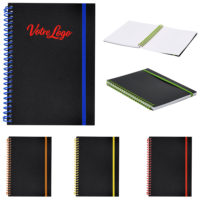 Cahier noir à spirale, format A5 personnalisé logo entreprise et texte