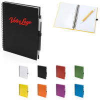 Cahier personnalisable logo et texte à spirale et stylo bille