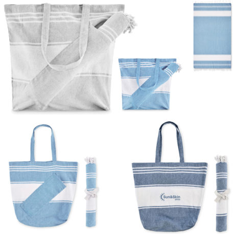 Lot serviette fouta plage personnalisée avec sac de plage imprimée logo et ou texte